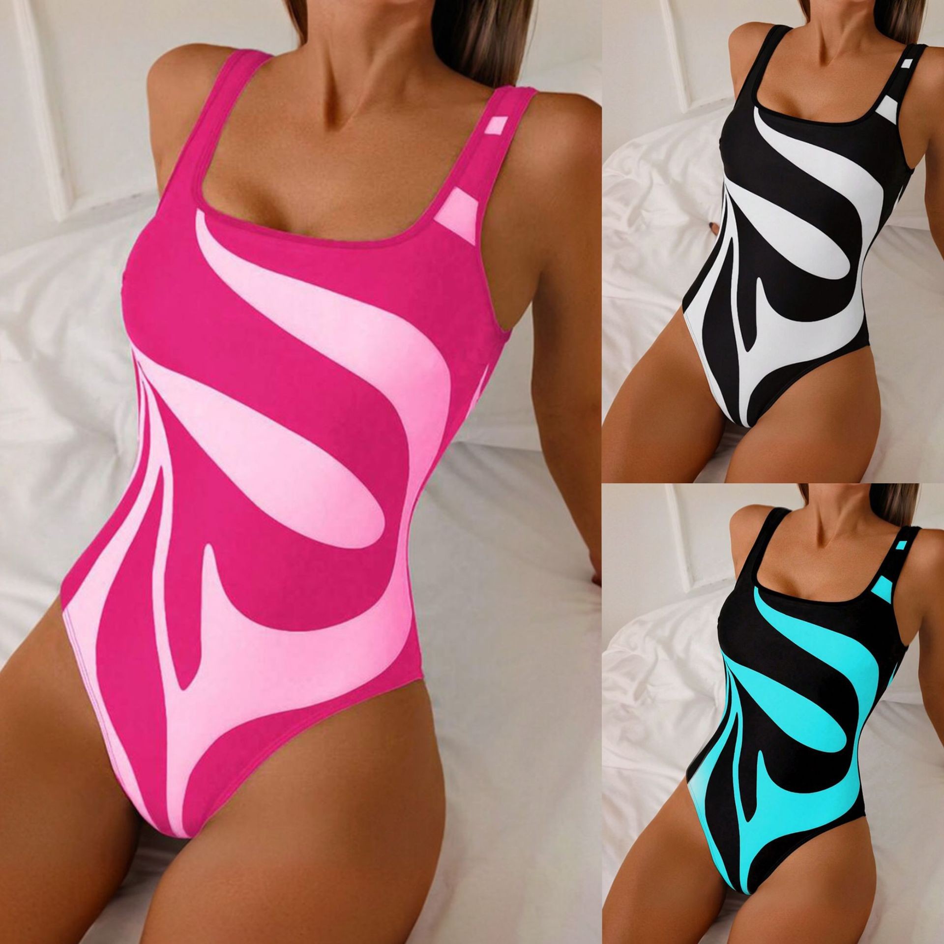 Womens Suit - Woman Tankini Abstract Print Bikini High