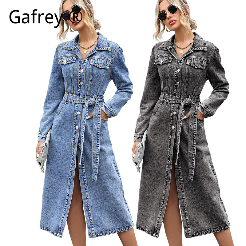 Women Long Sleeve Denim Dress  - đánh giá và giá Midi Dress