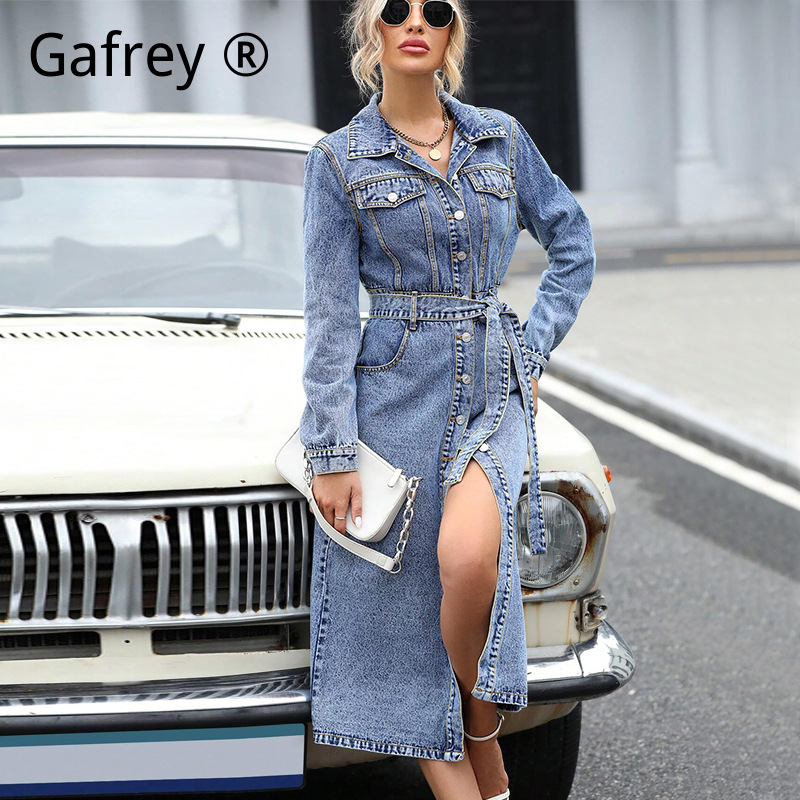 Women Long Sleeve Denim Dress  - đánh giá và giá Midi Dress
