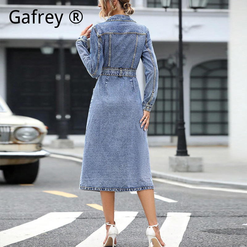 Women Long Sleeve Denim Dress  - đánh giá và giá Midi Dress